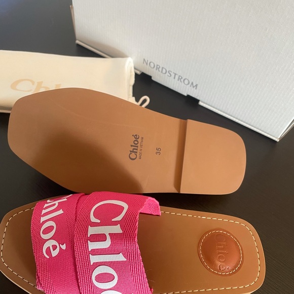 Chloé Woody Flat Logo Ribbon Slide Sandal - Picture 5 of 6